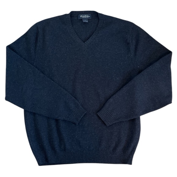 Brooks Brothers Lambswool Charcoal Black V-Neck Pullover